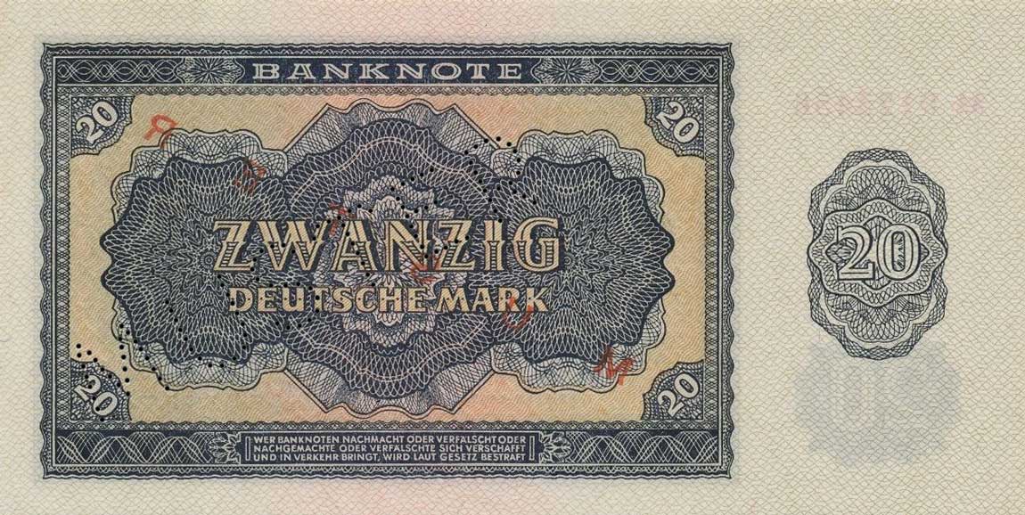 Back of German Democratic Republic p19s: 20 Deutsche Mark from 1955