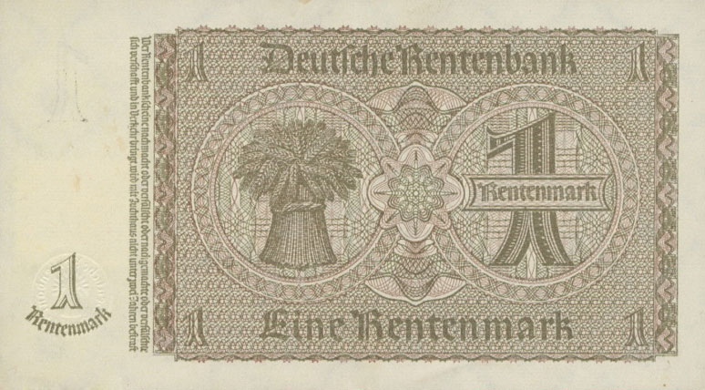 Back of German Democratic Republic p1: 1 Deutsche Mark from 1948