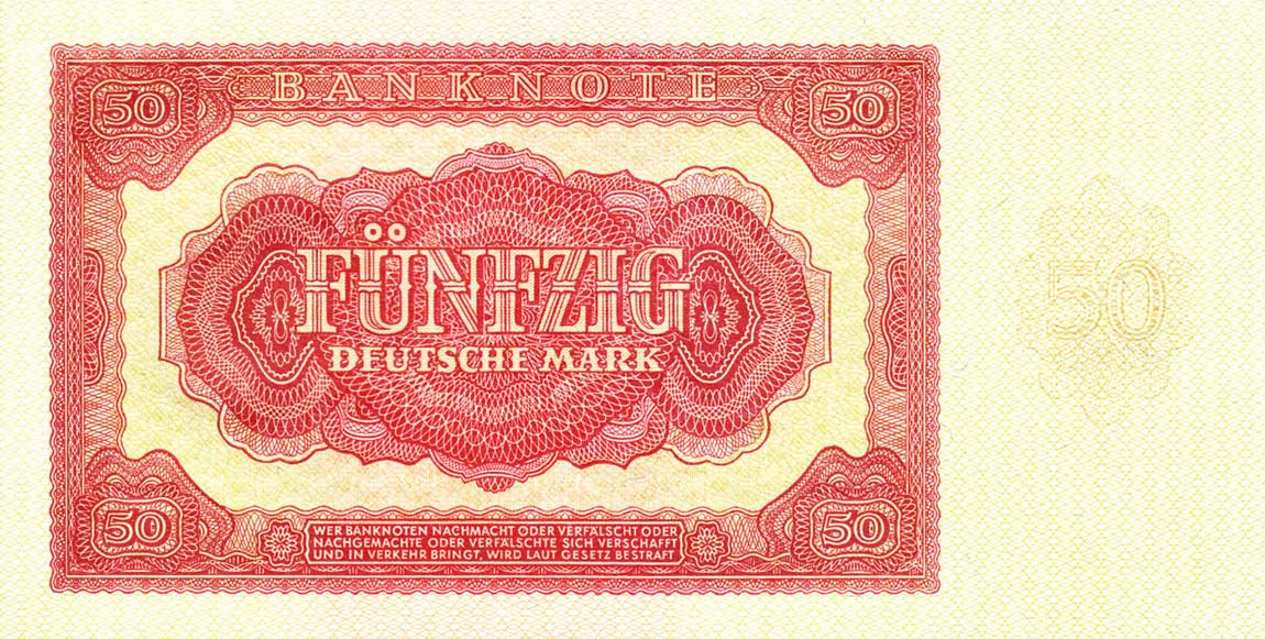 Back of German Democratic Republic p20a: 50 Deutsche Mark from 1955