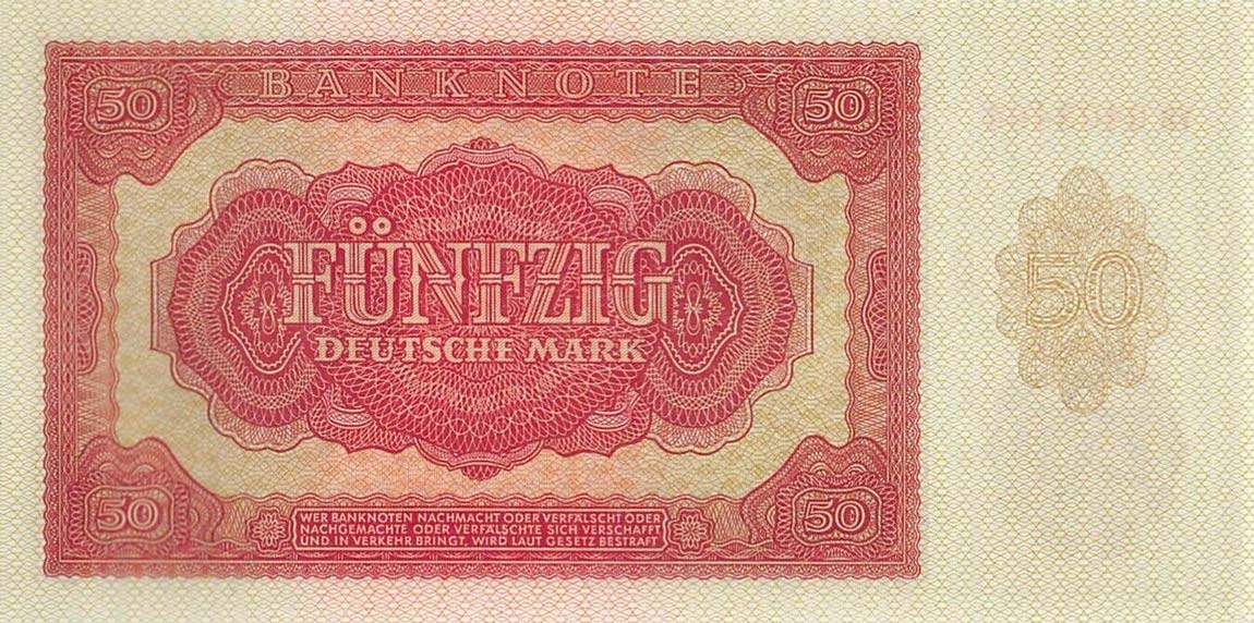 Back of German Democratic Republic p20r: 50 Deutsche Mark from 1955