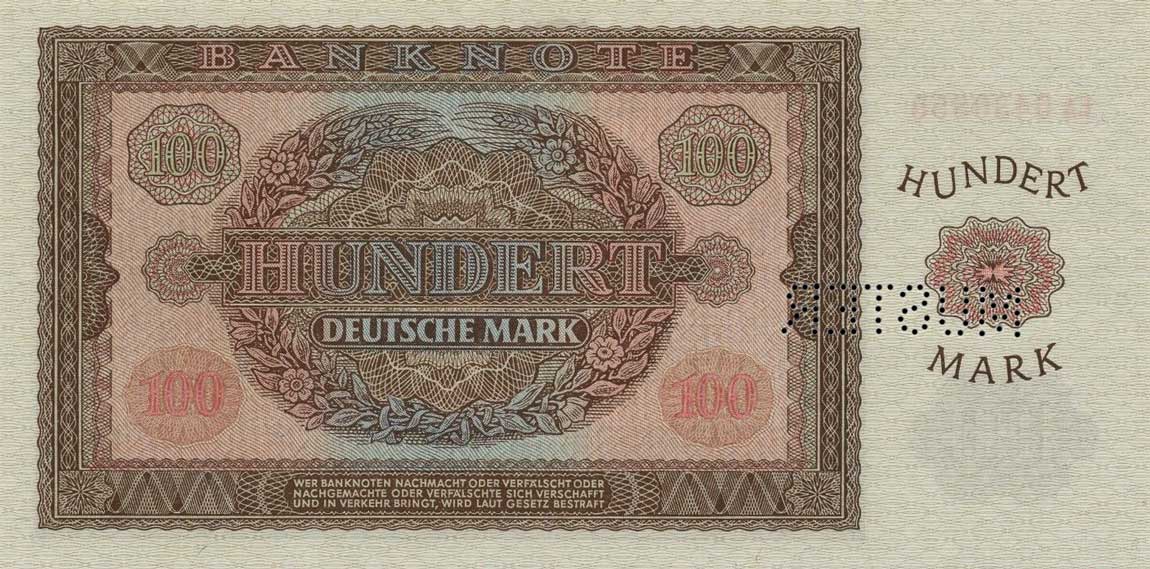Back of German Democratic Republic p21s: 100 Deutsche Mark from 1955