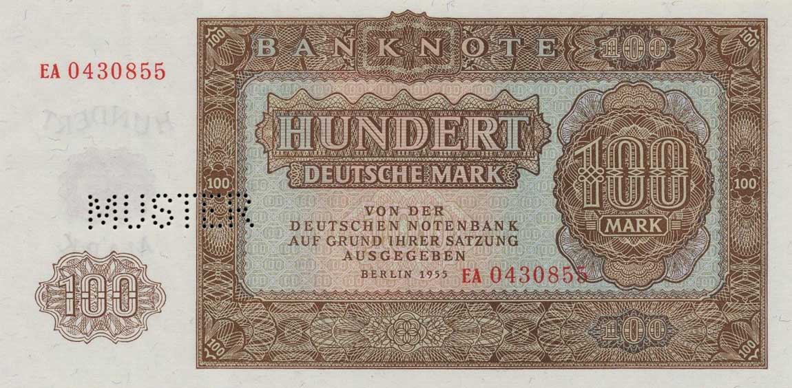 Front of German Democratic Republic p21s: 100 Deutsche Mark from 1955