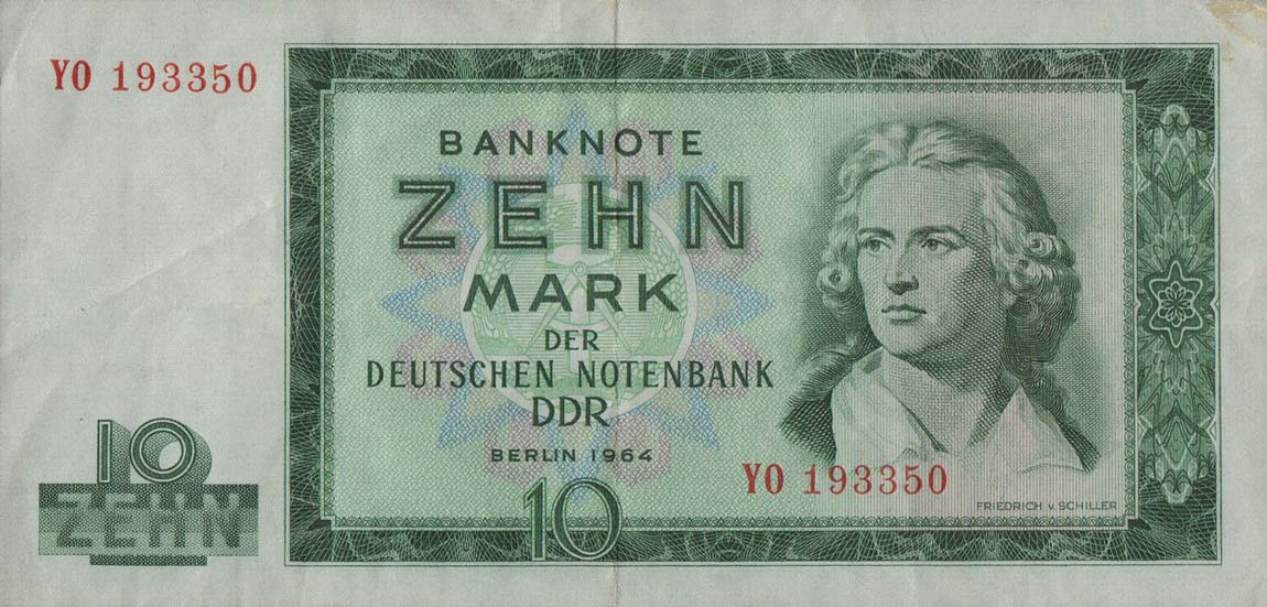 Front of German Democratic Republic p23r: 10 Mark from 1964