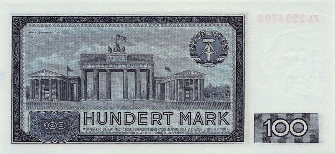 Back of German Democratic Republic p26r: 100 Mark from 1964