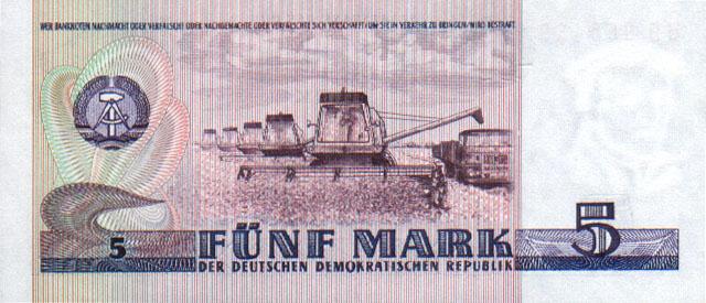 Back of German Democratic Republic p27b: 5 Mark from 1975