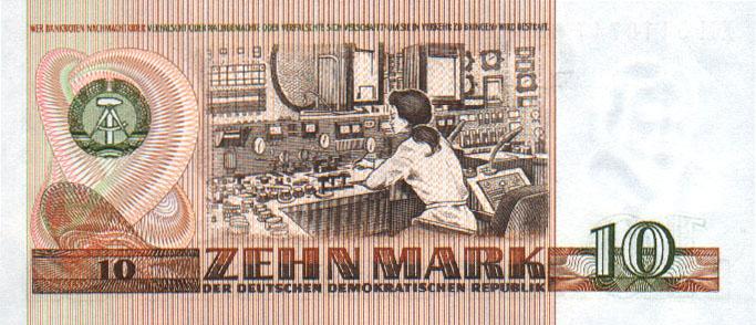 Back of German Democratic Republic p28b: 10 Mark from 1971