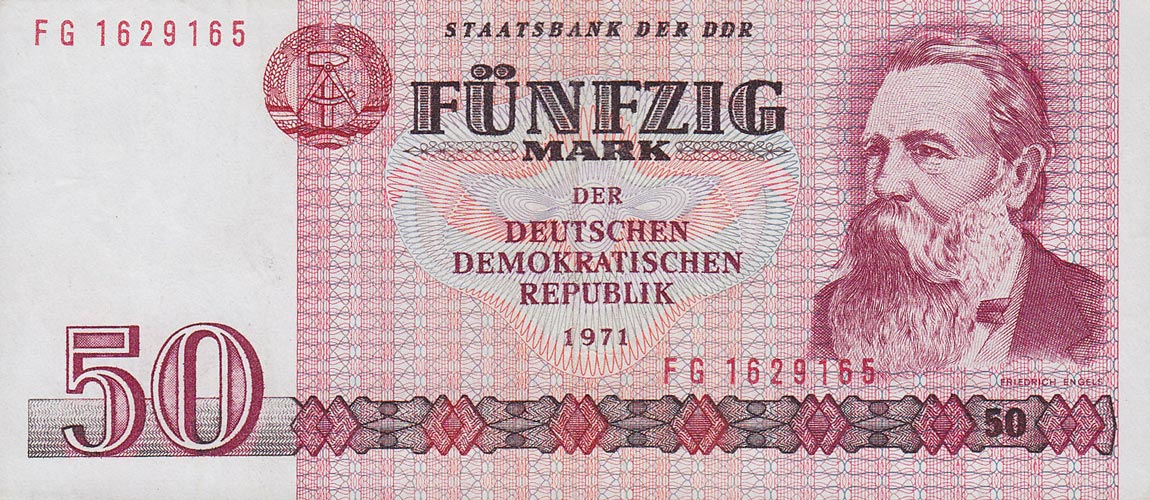 Front of German Democratic Republic p30b: 50 Mark from 1971