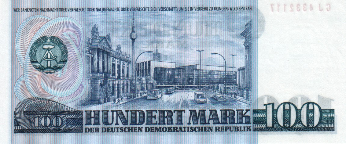Back of German Democratic Republic p31b: 100 Mark from 1975