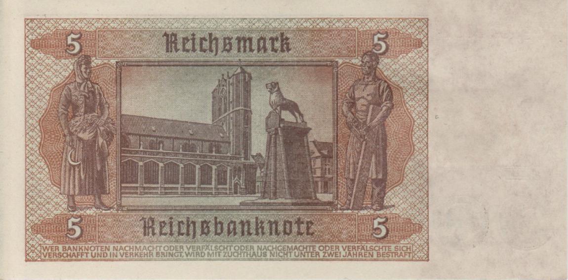 Back of German Democratic Republic p3: 5 Deutsche Mark from 1948