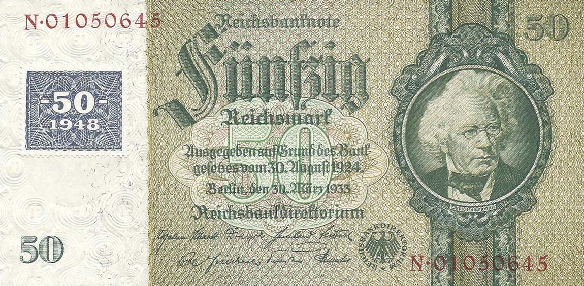 Front of German Democratic Republic p6b: 50 Deutsche Mark from 1948