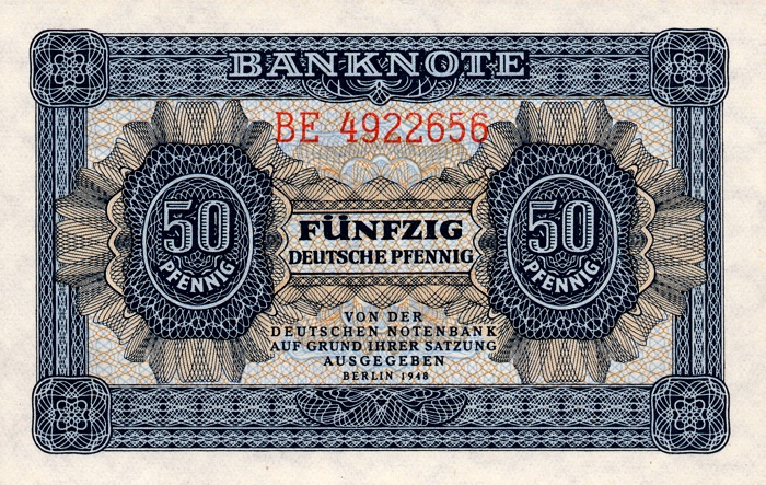 Front of German Democratic Republic p8b: 50 Deutsche Pfennig from 1948