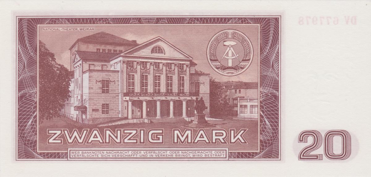 Back of German Democratic Republic p24a: 20 Mark from 1964