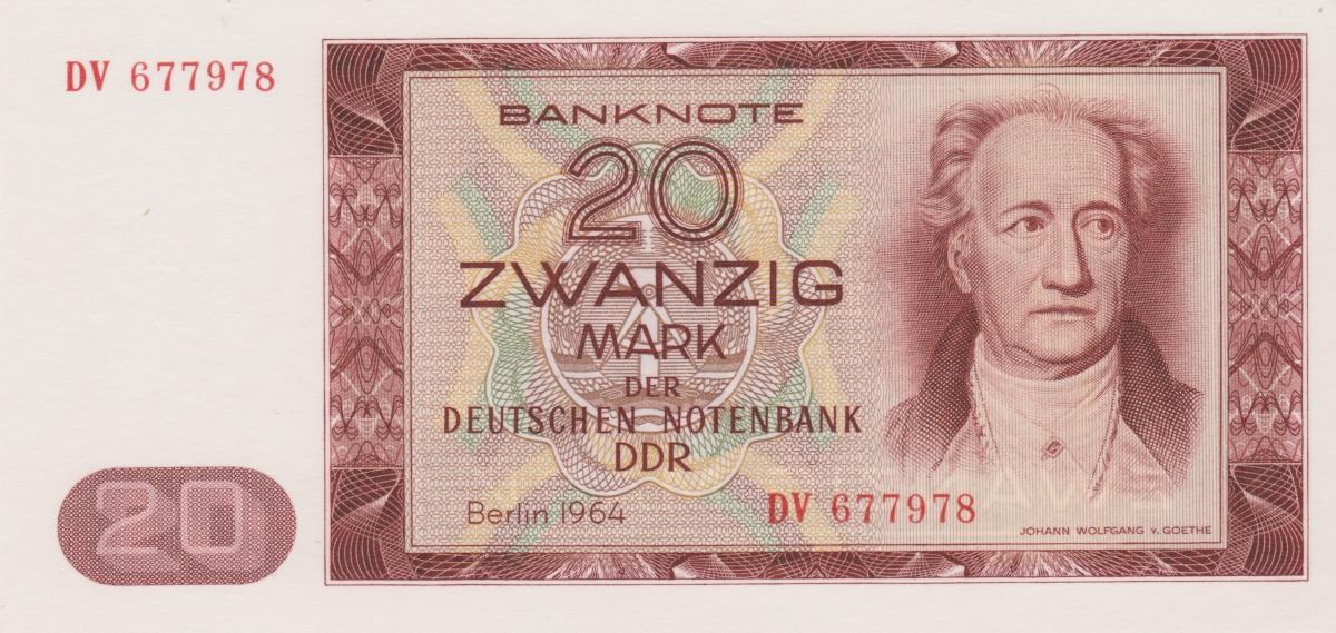 Front of German Democratic Republic p24a: 20 Mark from 1964
