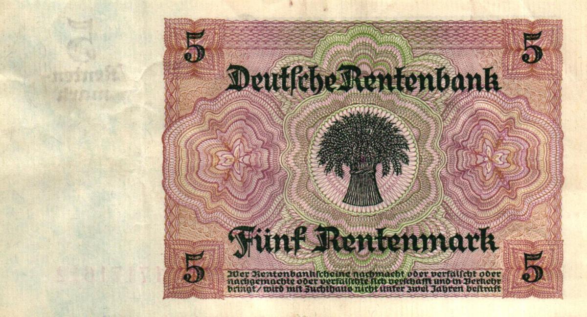 Back of German Democratic Republic p2A: 5 Deutsche Mark from 1948