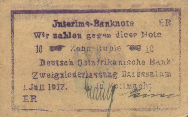 Front of German East Africa p43b: 10 Rupien from 1917