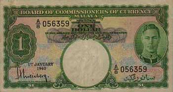 Malaya $1 from 1940: Original Issue