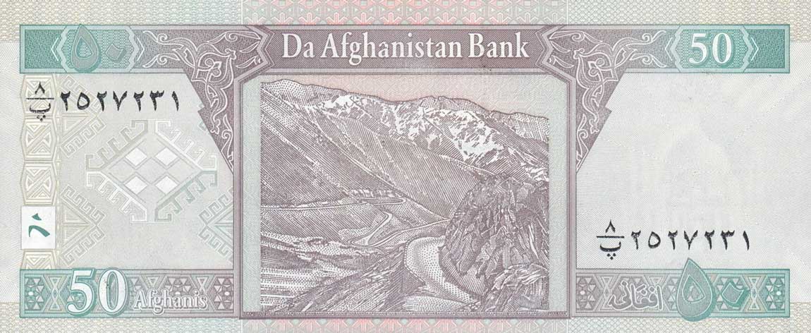Back of Afghanistan p69d: 50 Afghanis from 2010