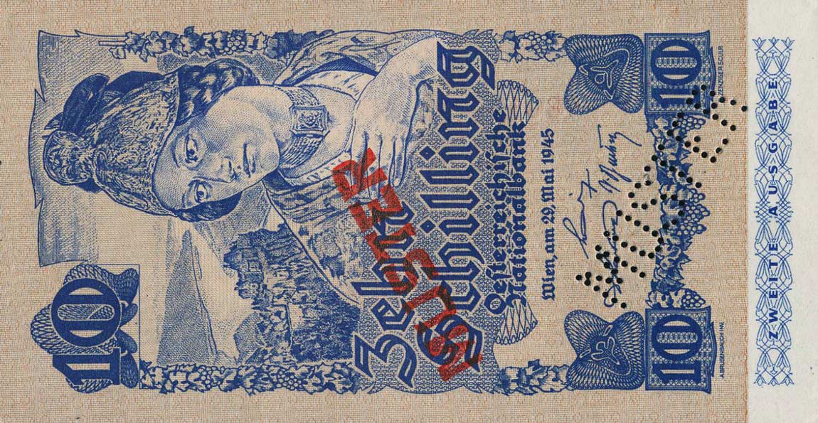 Front of Austria p115s: 10 Schilling from 1945