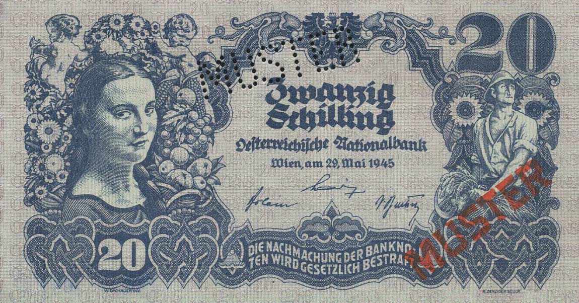 Front of Austria p116s: 20 Schilling from 1945