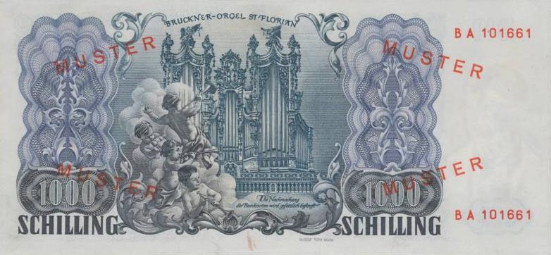 Back of Austria p135s: 1000 Schilling from 1954