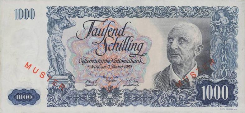 Front of Austria p135s: 1000 Schilling from 1954