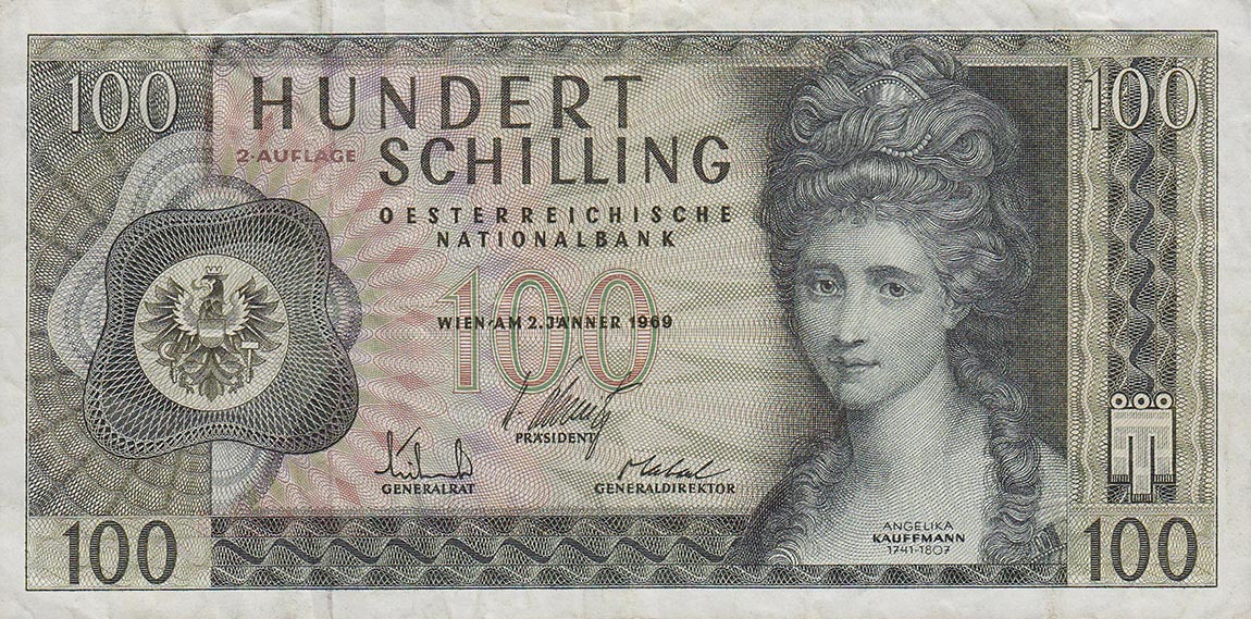 Front of Austria p146a: 100 Schilling from 1969