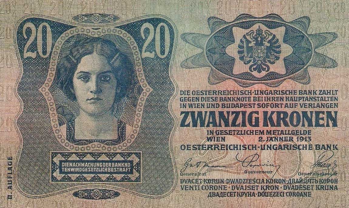 Front of Austria p14: 20 Kroner from 1913
