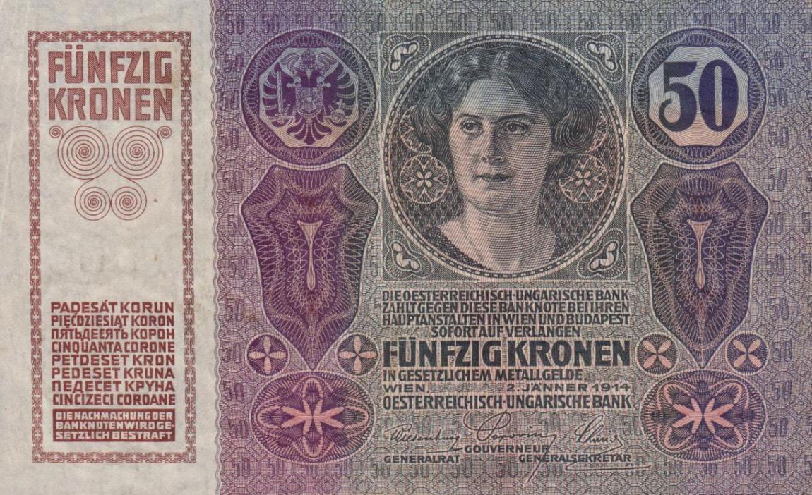 Front of Austria p15: 50 Kroner from 1914
