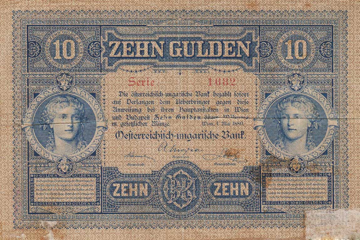 Back of Austria p1: 10 Gulden from 1880