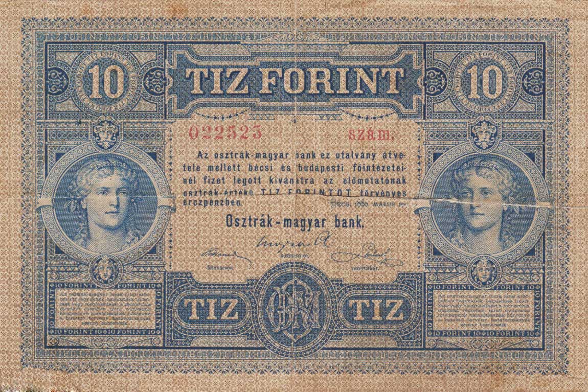 Front of Austria p1: 10 Gulden from 1880