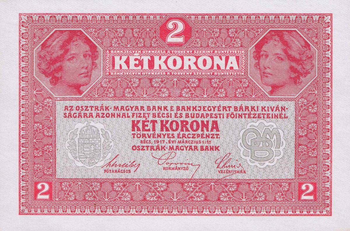 Back of Austria p21: 2 Kroner from 1917