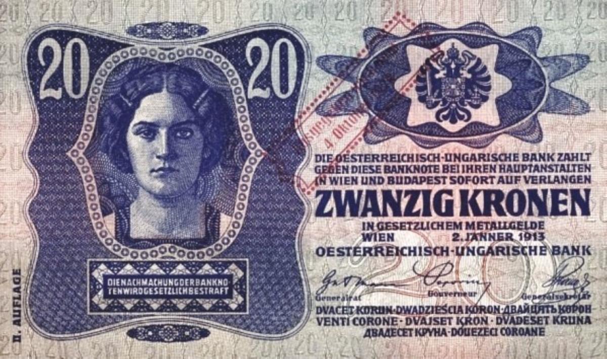 Front of Austria p45: 20 Kroner from 1920