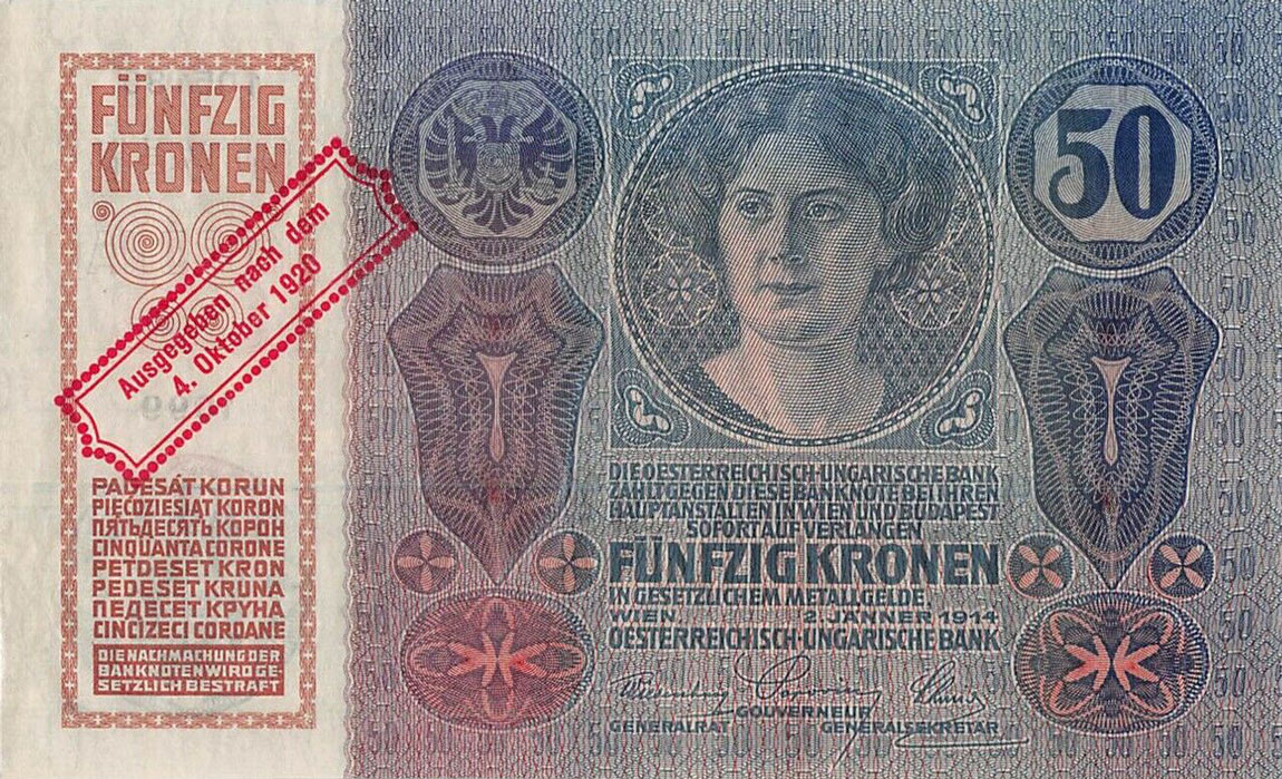 Front of Austria p46: 50 Kroner from 1920