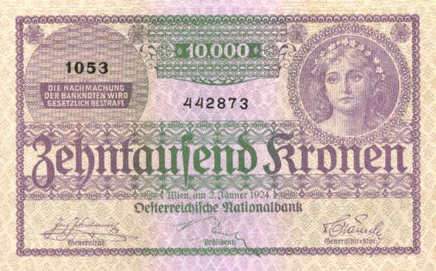 Front of Austria p85: 10000 Kroner from 1924