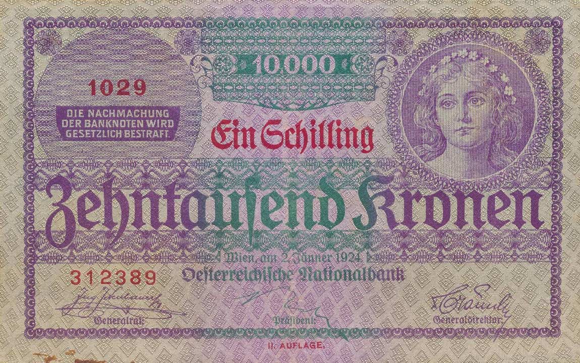 Front of Austria p87: 10000 Schilling from 1924