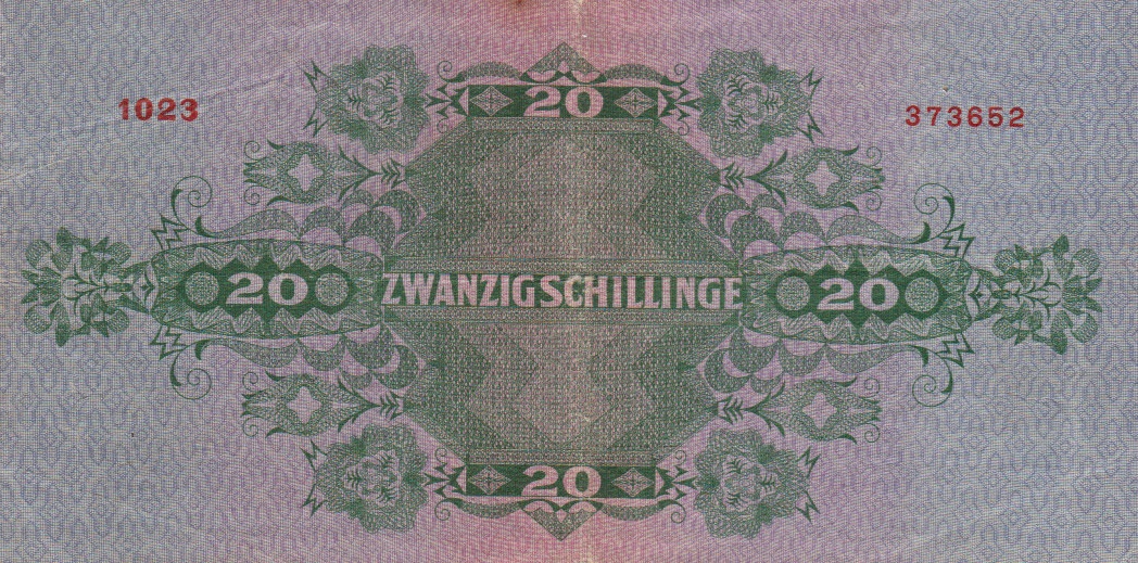 Back of Austria p90: 20 Schilling from 1925