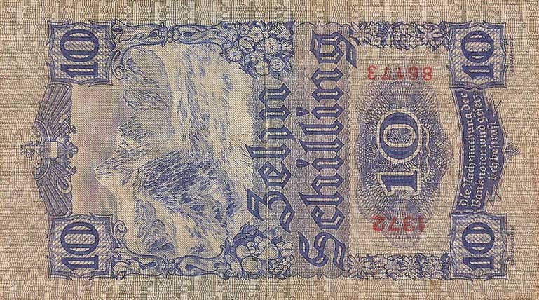 Back of Austria p99b: 10 Schilling from 1933