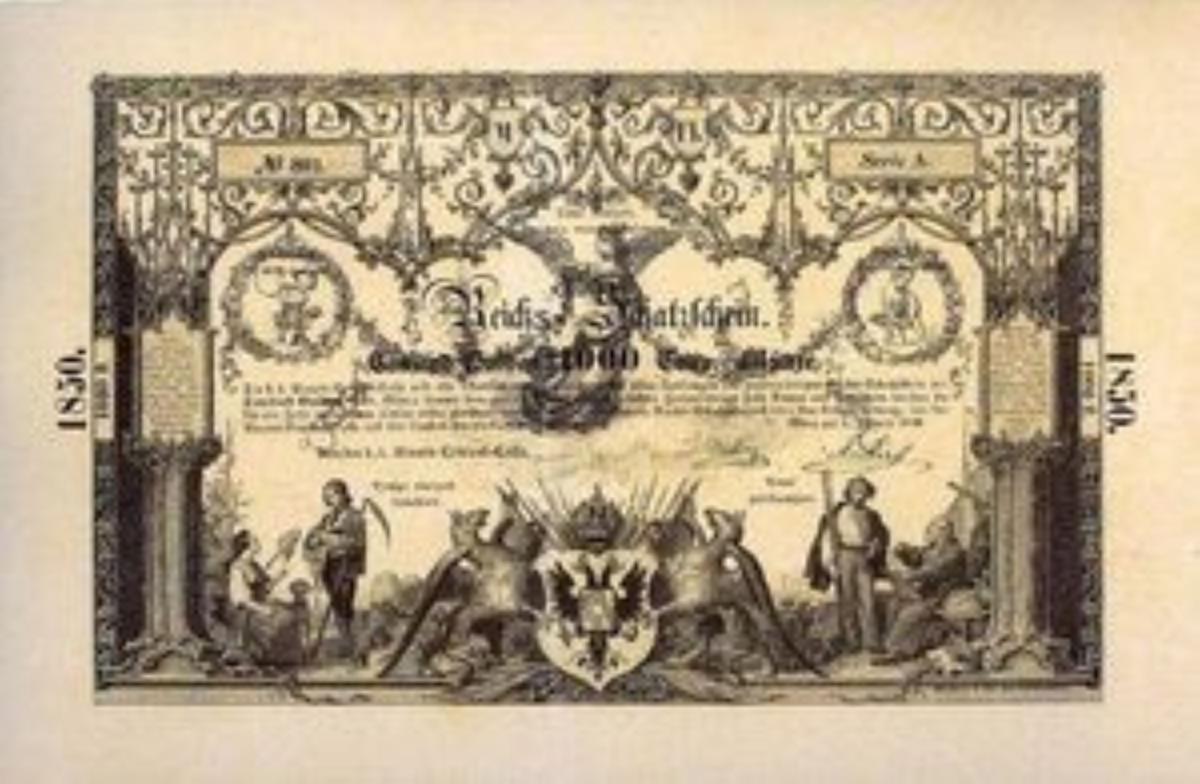 Front of Austria pA134a: 1000 Gulden from 1850