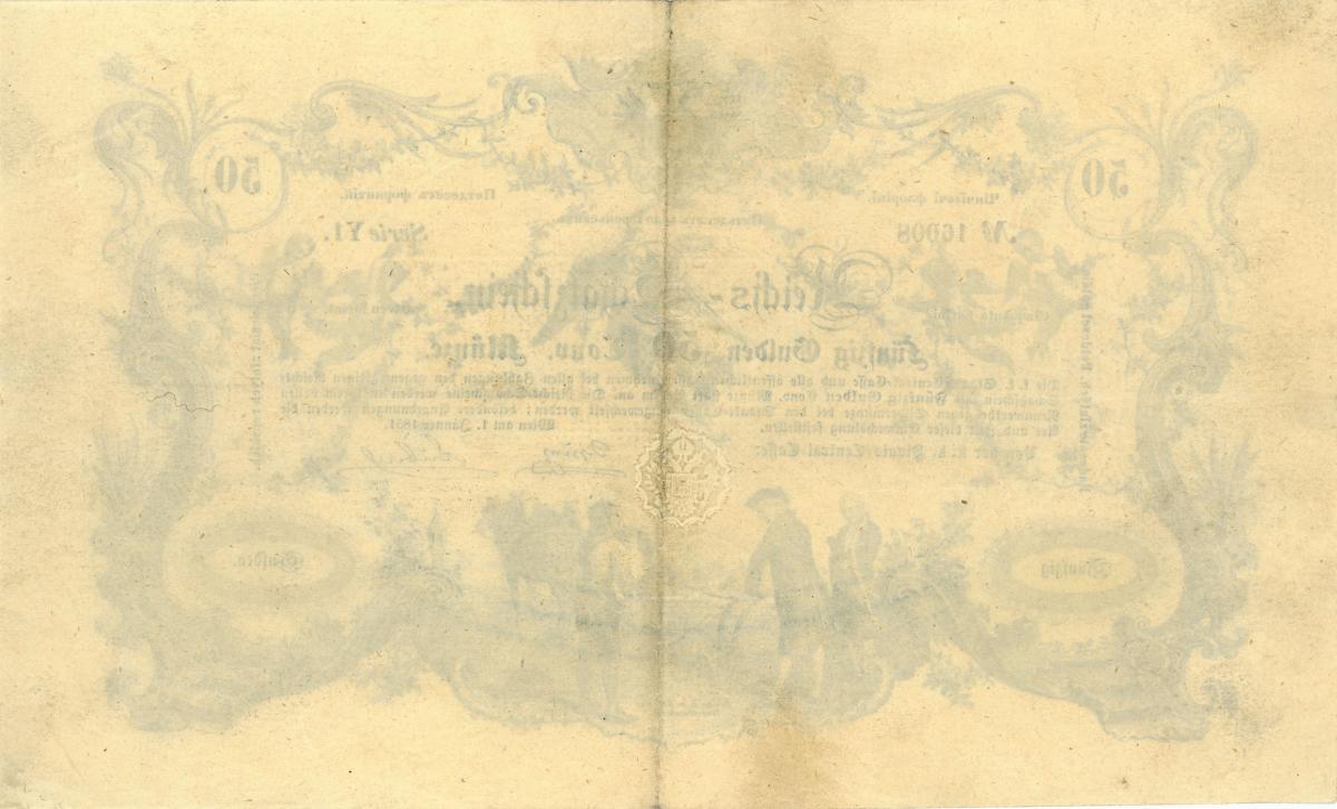 Back of Austria pA137a: 50 Gulden from 1851