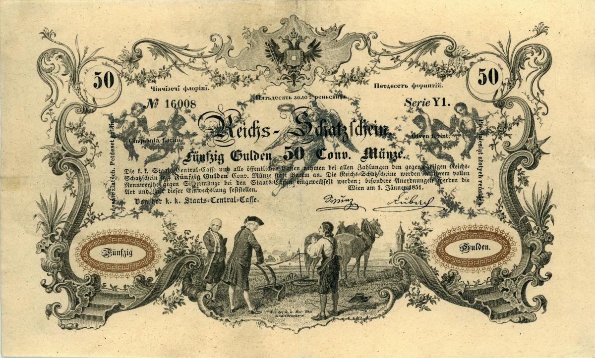 Front of Austria pA137a: 50 Gulden from 1851