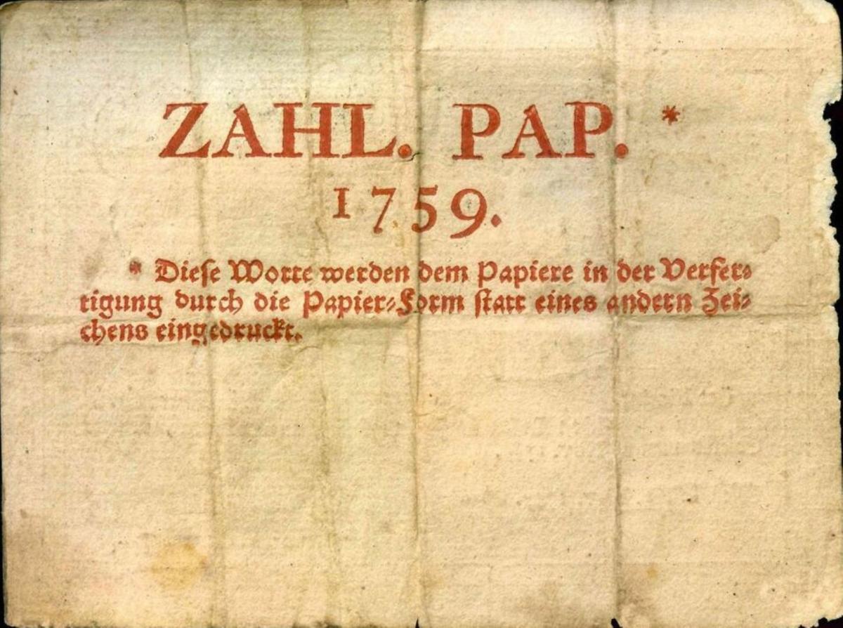 Back of Austria pA1a: 5  Gulden from 1759