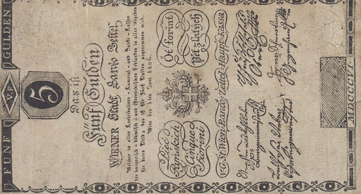 Front of Austria pA38a: 5 Gulden from 1806
