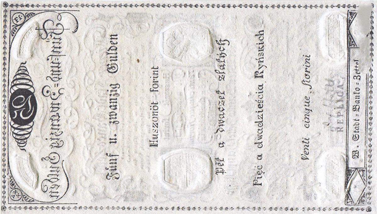 Back of Austria pA40a: 25 Gulden from 1806