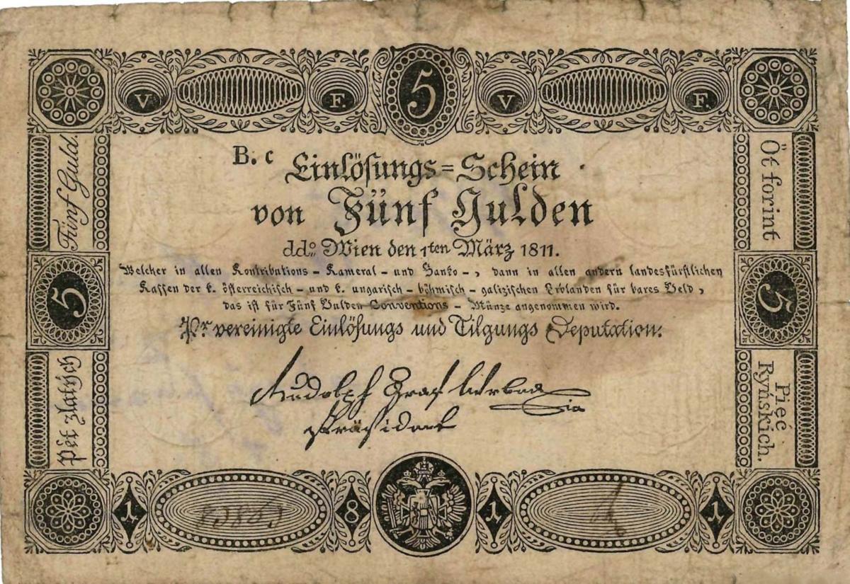 Front of Austria pA46a: 5 Gulden from 1811