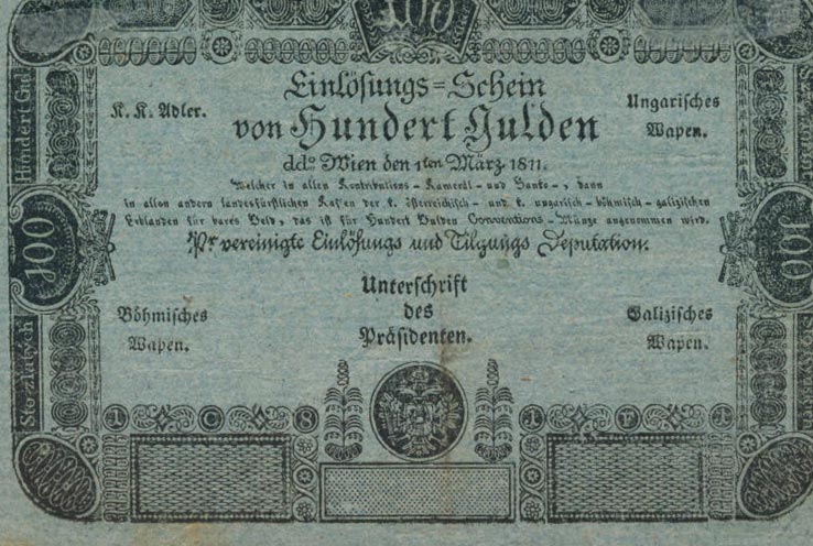 Back of Austria pA47b: 10 Gulden from 1811