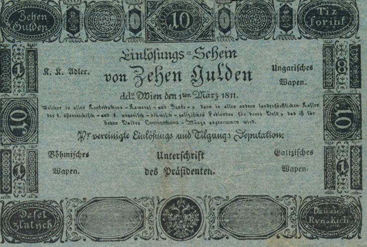 Front of Austria pA47b: 10 Gulden from 1811