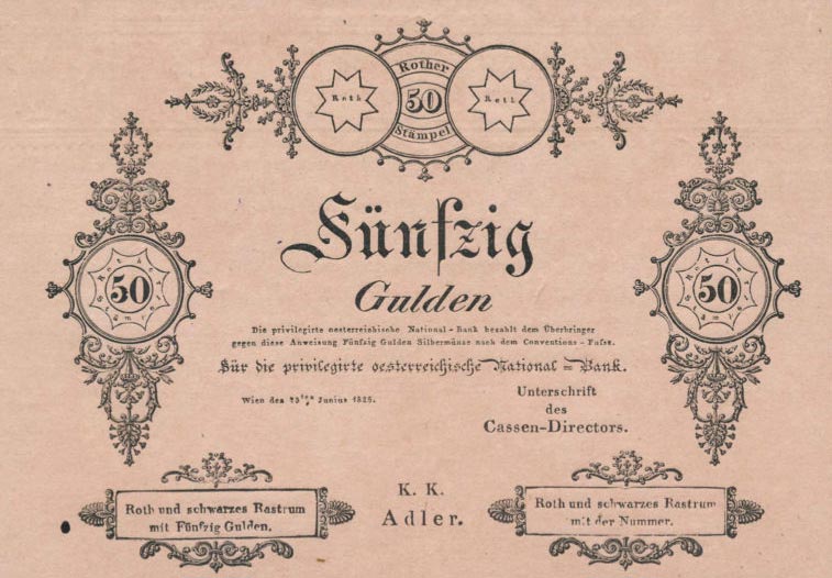 Front of Austria pA64b: 50 Gulden from 1825
