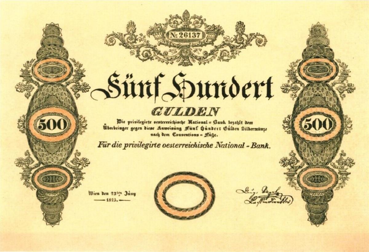 Front of Austria pA66a: 500 Gulden from 1825