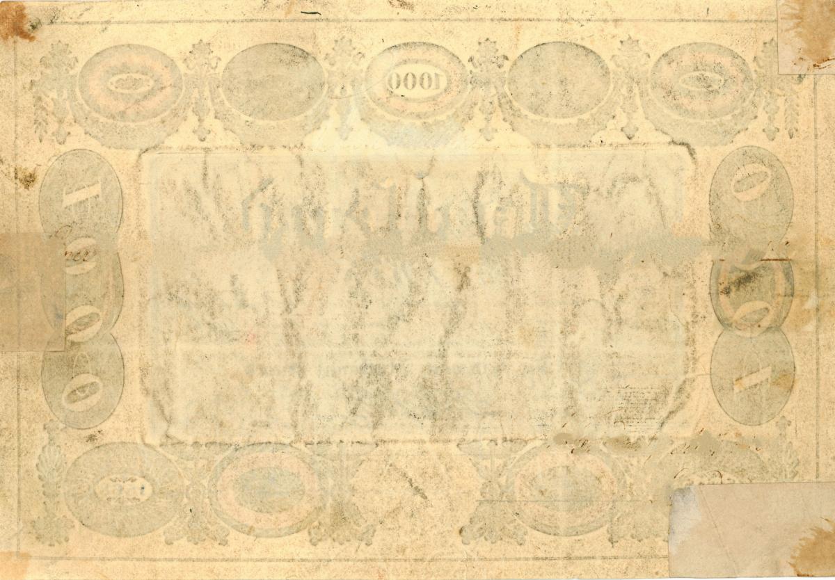 Back of Austria pA67a: 1000 Gulden from 1825