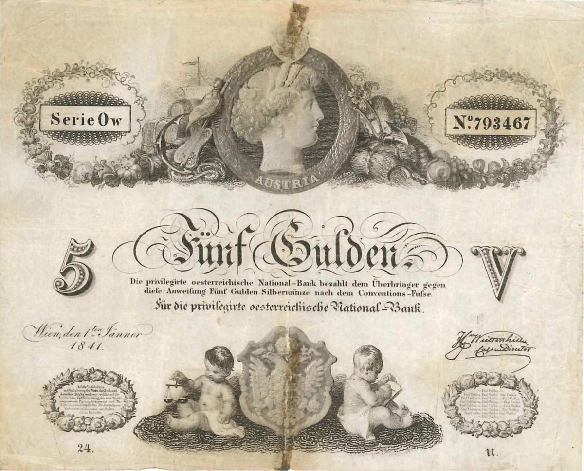 Front of Austria pA70a: 5 Gulden from 1841